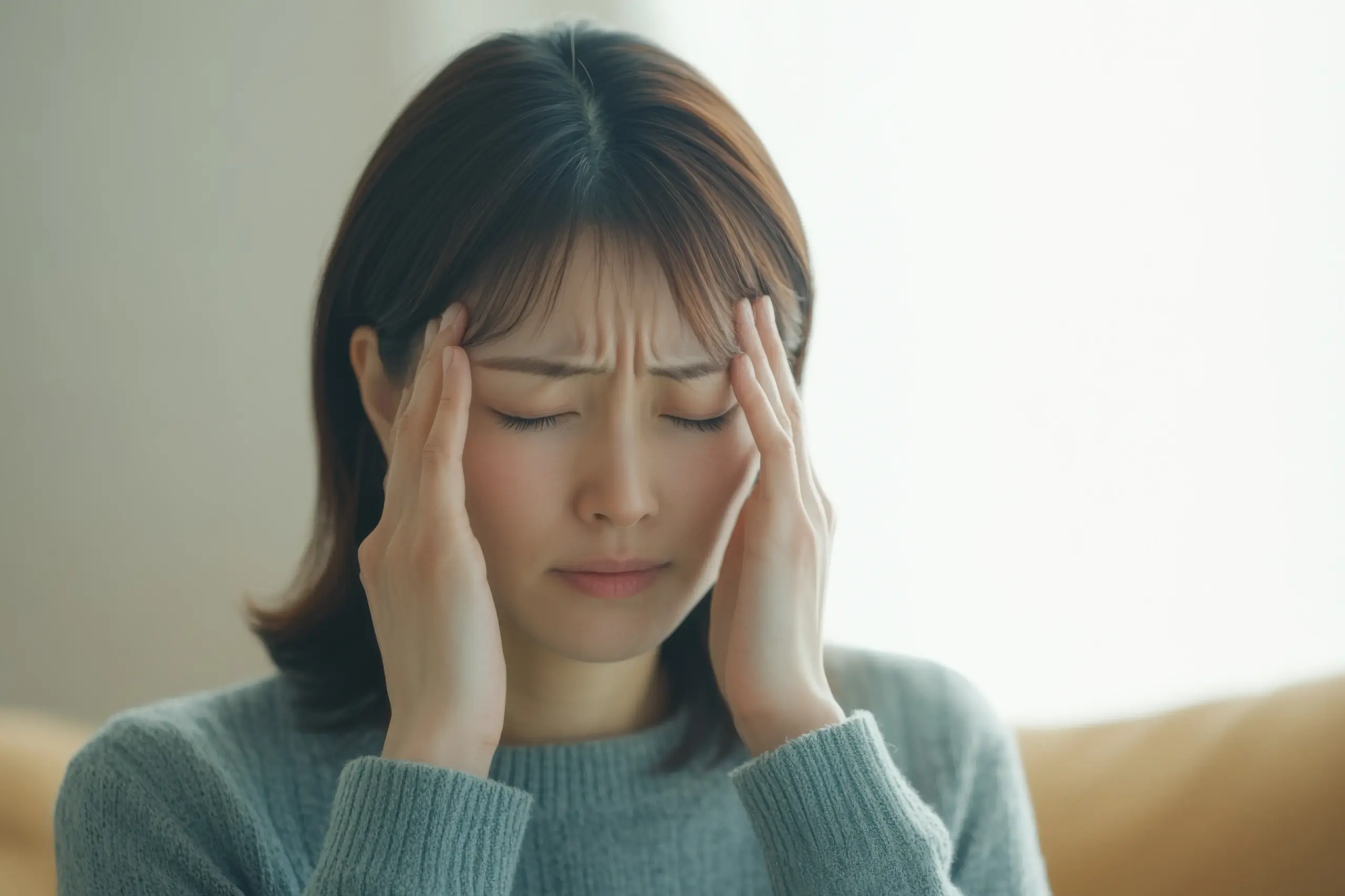 頭を抱える女性